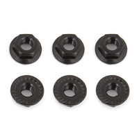 Wheel Nuts, M4, Serrated, flanged, black steel