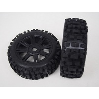 B-ULLDOZE 1/8 BUGGY TIRE SOFT / BLACK SPOKE RIM / MOUNTED