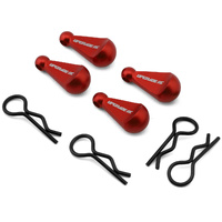 UpGrade RC 1/10 Body Clips with Aluminum Pull Handles (Red) (4)