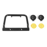 Steel Push Bar Front Bumper W/ Yellow Flood Lights for RC4WD Gelande II 2015 Land Rover Defender D90