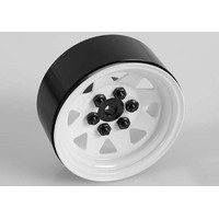 6 Lug Wagon 1.9" Single Steel Stamped Beadlock Wheel (White)