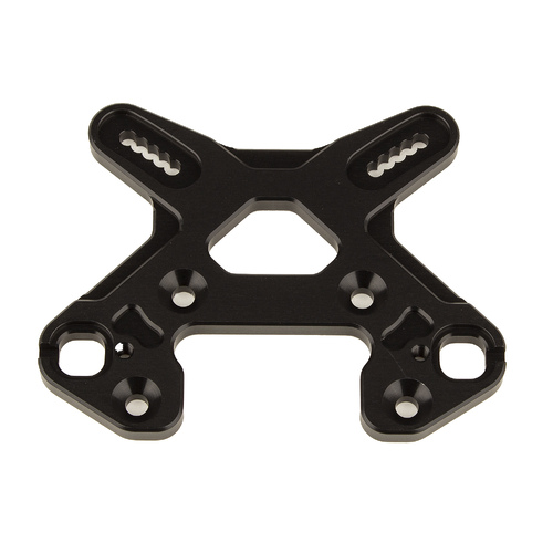 ####RC8B4 Front Shock Tower, black aluminum (ASS81504)