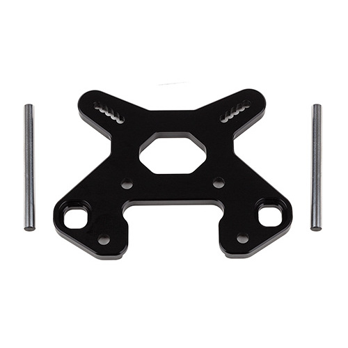 RC8B4 Front Shock Tower V2, black aluminum