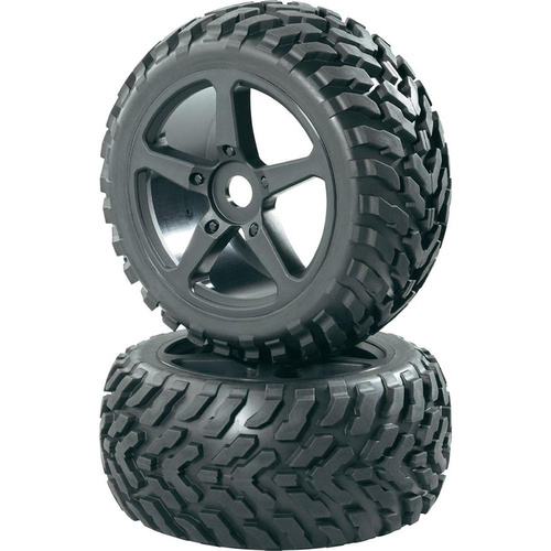 GV D06B02NRSBA 1/6 BUGGY TIRE<NR> + 1/6 RACING WHEEL BLACK + FOAM W/GLUE 2P