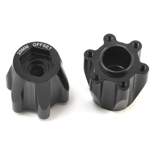 Tribute wheel, aluminum 12mm hex wheel adaptor, black anodized - 25mm offset - 2pc.