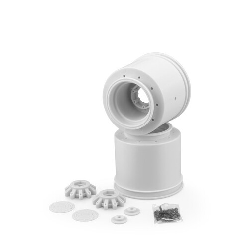 Aggressor - 2.6 x 3.8" 17mm hex Monster Truck wheel, (white) with interchangeable hubs (Traxxas Maxx, Losi LMT)