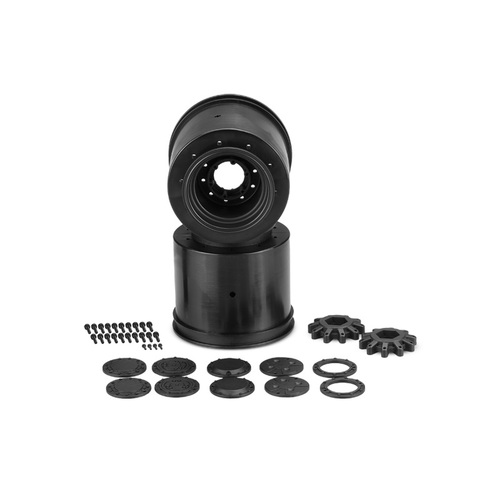 Aggressor - 2.6 x 3.8" 17mm hex Monster Truck wheel, (black) with interchangeable hubs (Traxxas E-Revo 2.0, Arrma Kraton)