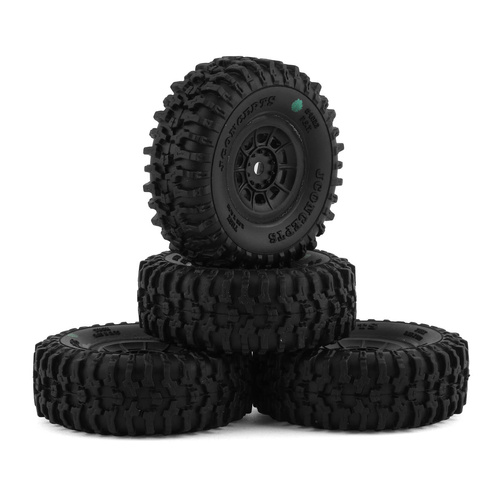 Tusk - green compound - pre-mounted, black #3430B Hazard wheel (Fits - SCX24)