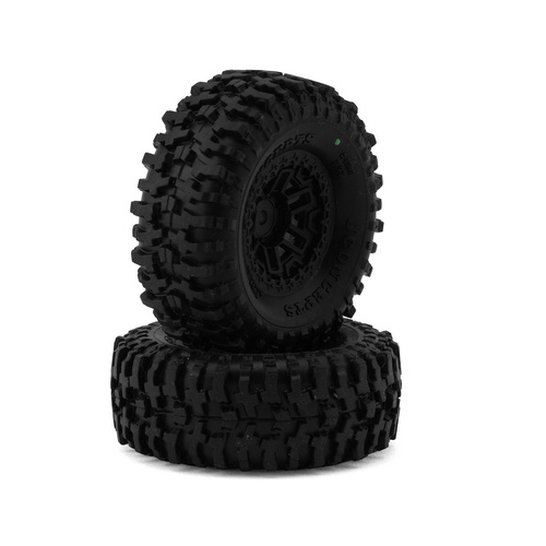 Tusk - green compound, pre-mounted on #3446 wheel, black (Fits - Traxxas TRX4M)