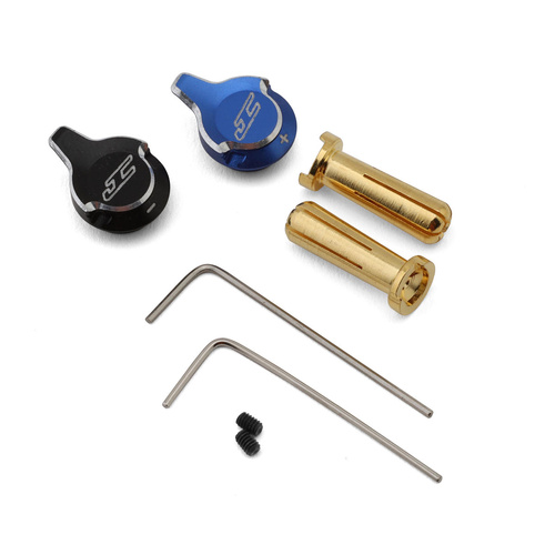 JConcepts battery plug pull set, w/plugs, blue + and black -