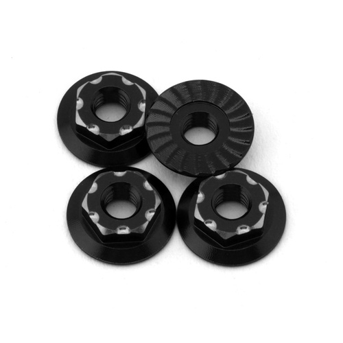 JConcepts - RC10B7 M4 low-profile aluminum wheel nut - black, 4pc