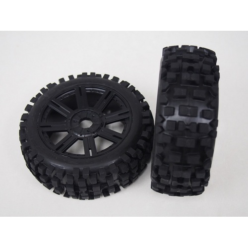 B-ULLDOZE 1/8 BUGGY TIRE SOFT / BLACK SPOKE RIM / MOUNTED