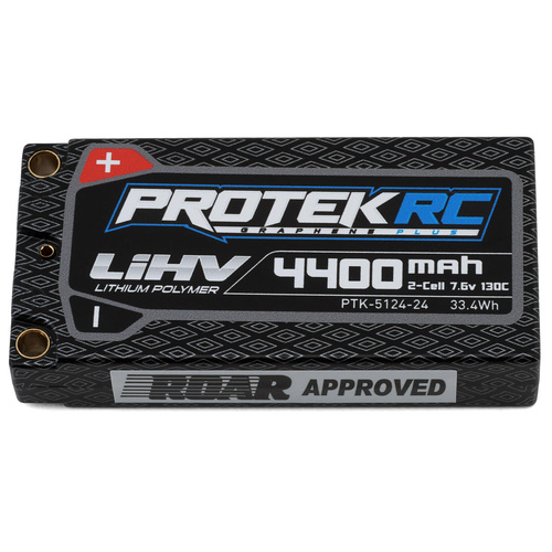 ProTek RC 2S 130C Low IR Si-Graphene + HV ULCG Shorty LiPo Battery (7.6V/4400mAh) w/5mm Connectors (ROAR Approved)