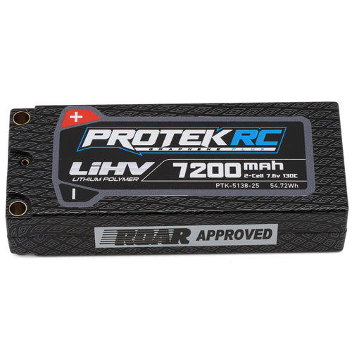 ProTek RC 2S 130C Low IR Si-Graphene+ HV Mid-Sized LiPo Battery (7.6V/7200mAh) w/5mm Connectors (ROAR Approved) (113mm Length)