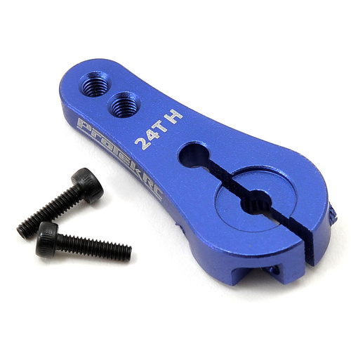 ProTek RC 4mm Aluminum Long Clamping Servo Horn (Blue) (24T-Hitec)