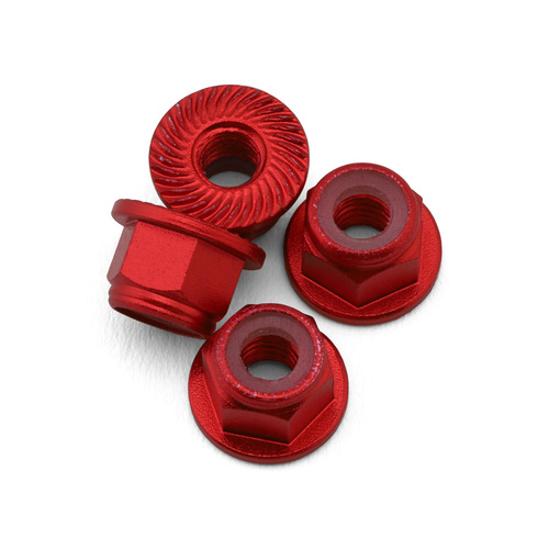 Aluminum 4mm Serrated Wheel Nuts (4) (Red)